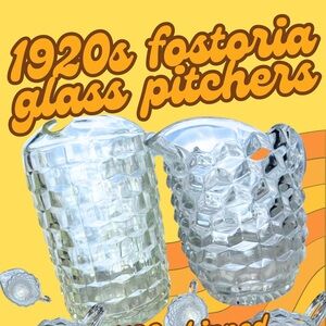 1920s fostoria American made glass ice pitchers